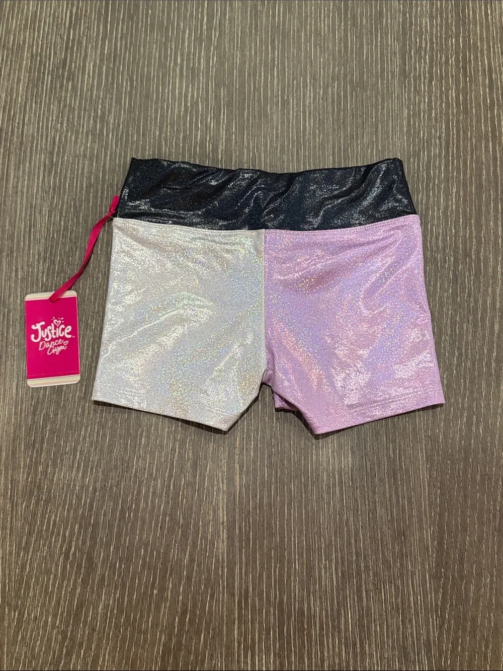 NWT Size Small 7-8 Justice Girls' Shimmer Colorblock Dance Shorts